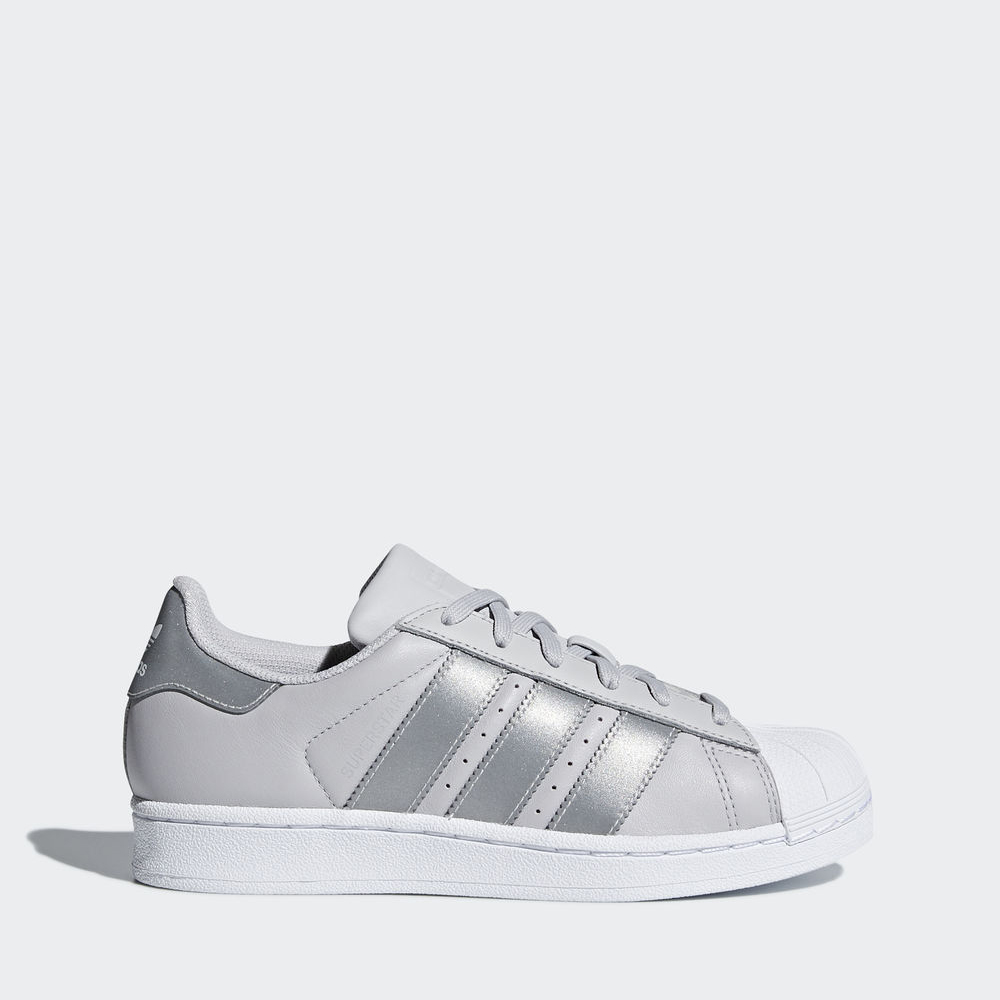 Adidas Superstar - Originals για αγορια - Γκρι/Ασημι Μεταλλικός/Ασπρα,Μέγεθος: EU 27 – 39 1/3 (350BC